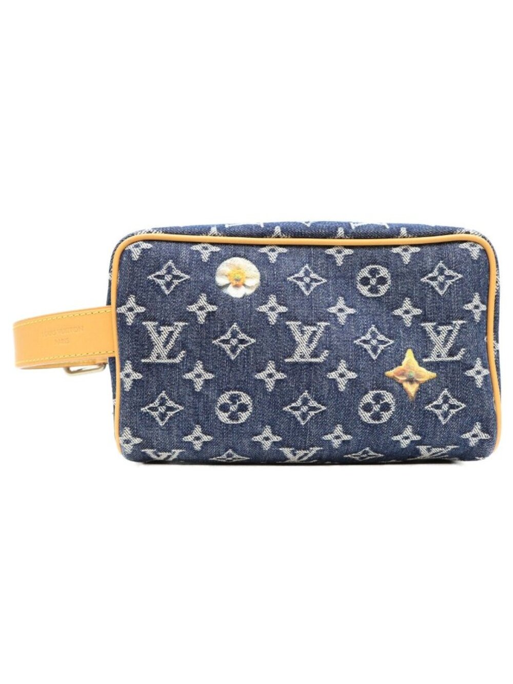 Louis Vuitton Monogram Denim Flower Rocker Dopp Kit Handbag